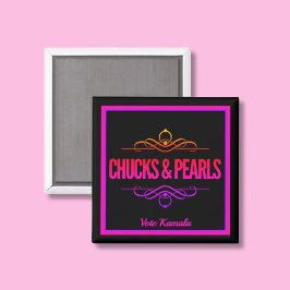 Chuckar & Pearls Vote Kamala Black Magnet