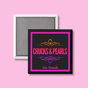 Chuckar & Pearls Vote Kamala Black Magnet