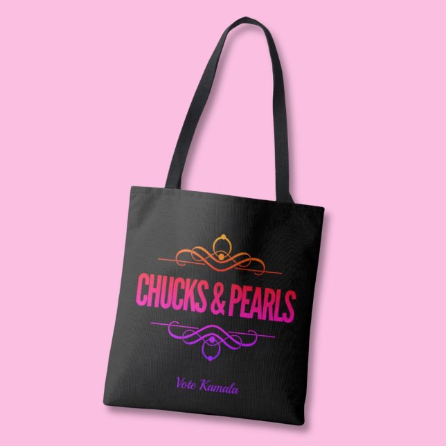 Chuckar & Pearls Vote Kamala Black Tygkasse (Skapare uppladdad)