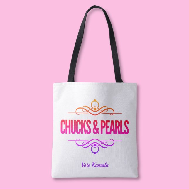 Chuckar & Pearls Vote Kamala Black Tygkasse (Skapare uppladdad)