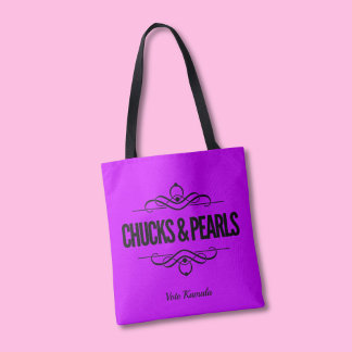 Chuckar & Pearls Vote Kamala Lila Tote Bag Tygkasse