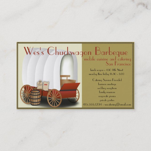 Chuckwagon Food Lastbil/Catering Business Visitkort (Framsida)