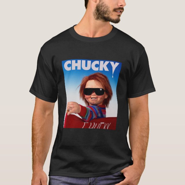 Chucky Sunglasses Creepy Directors Chair T Shirt (Framsida)