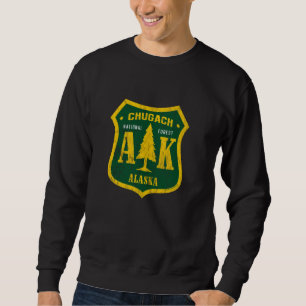 Chugach National Forest Alaska Shield Retro Vintag Lång Ärmad Tröja