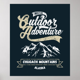 Chugachbergen i Alaska - Vintagen utomhus Poster