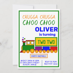Chugga Choo Choo Boy's andra födelsedag Inbjudningar
