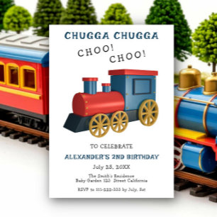 Chugga Choo Tåg Födelsedag Inbjudningar