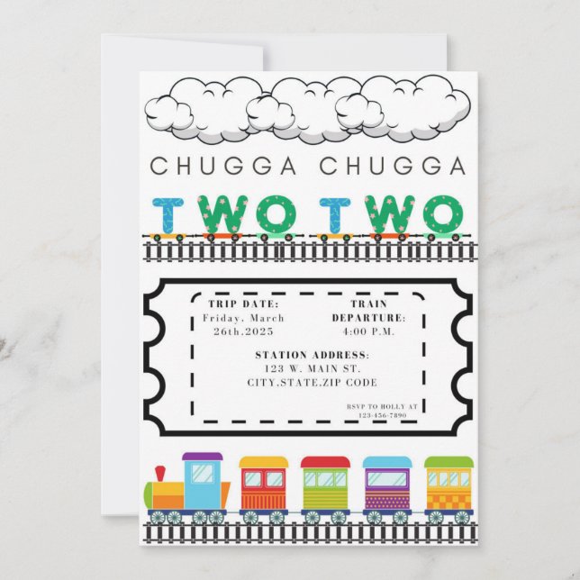 Chugga Chugga Cho Cho Birthday-inbjudan Inbjudningar (Framsida)