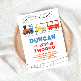Chugga Chugga Choo Choo Tåg 2:a födelsedagen Inbjudningar