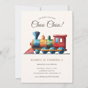 Chugga Chugga Choo Choo Vintage Tåg 2:a födelsedag Inbjudningar