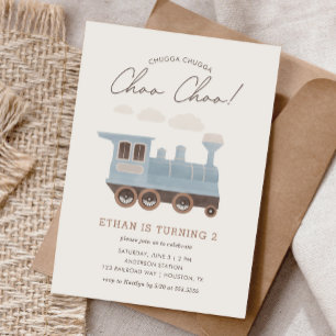 Chugga Chugga Choo Choo Vintage Tåg 2:a födelsedag Inbjudningar