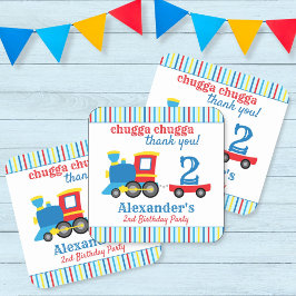 Chugga Chugga Tåg Birthday Favor Fyrkantigt Klistermärke