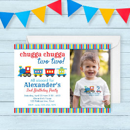 Chugga Chugga två Tåg-födelsedagar Inbjudningar