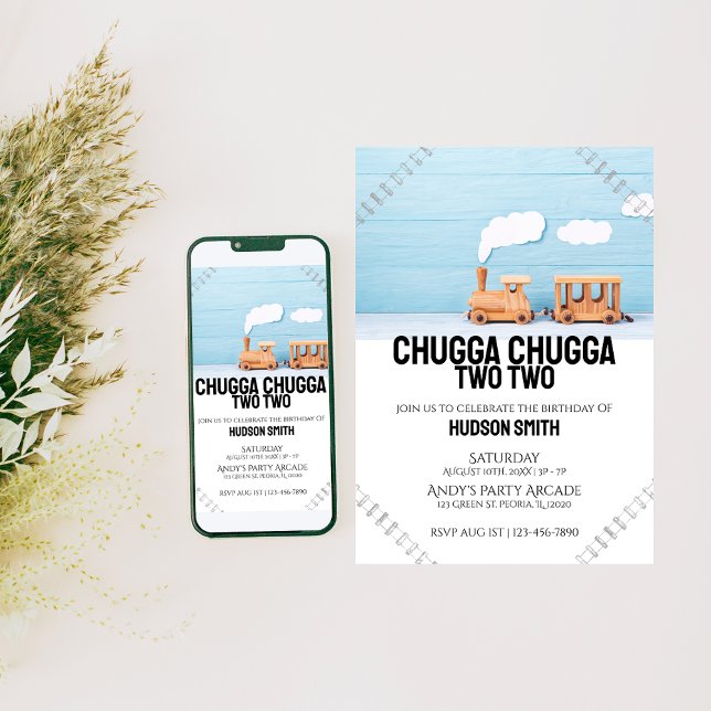 Chugga Chugga Två två | Barns födelsedag Photo Inb Inbjudningar (Skapare uppladdad)