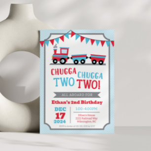 Chugga Chugga Two Two 2-års födelsedagsinbjudan Inbjudningar