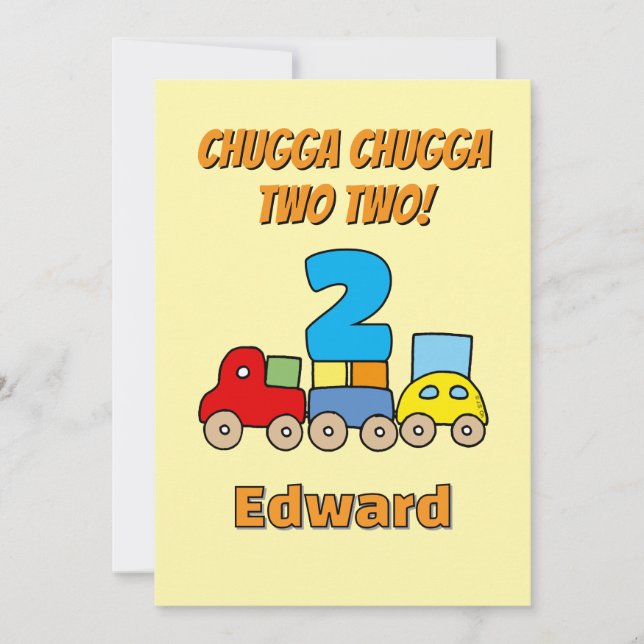 Chugga Chugga Two Two 2-års födelsedagståg Inbjudningar (Framsida)