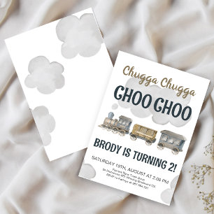 Chugga Chugga Two Two 2-årsdag Inbjudningar
