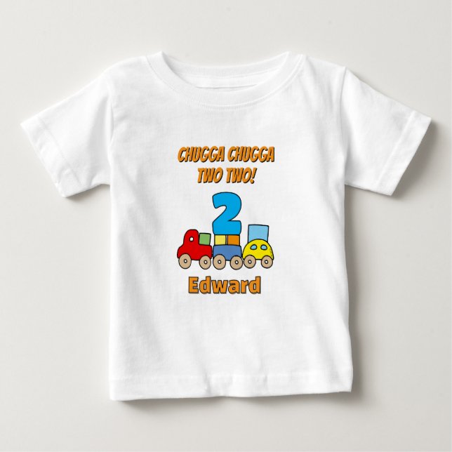 Chugga Chugga Two Two 2-årsdagståg T Shirt (Framsida)