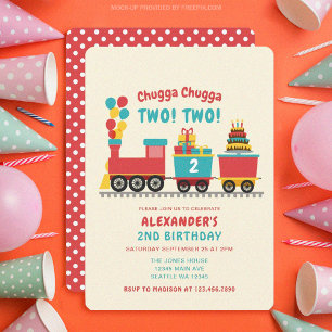 Chugga Chugga TWO TWO Barns födelsedag Inbjudningar