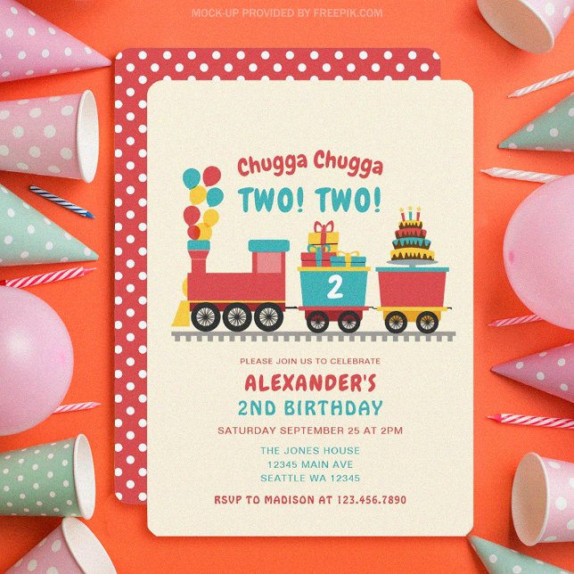 Chugga Chugga TWO TWO Barns födelsedag Inbjudningar (Skapare uppladdad)