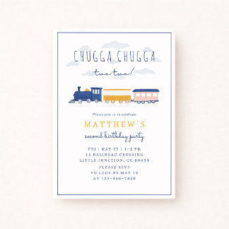 Chugga Chugga Two Two Train Birthday Invitation Inbjudningar
