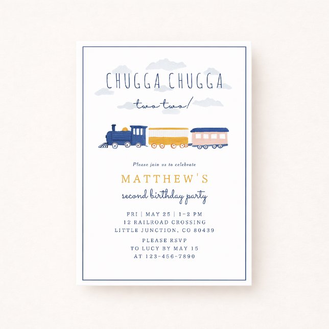 Chugga Chugga Two Two Train Birthday Invitation Inbjudningar (Skapare uppladdad)