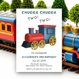 Chugga Two Two Tåg Andra Födelsedagen Inbjudningar