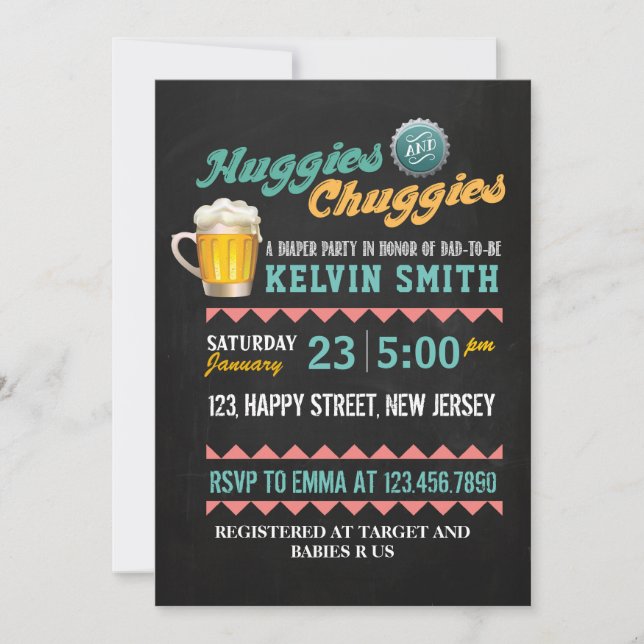 Chuggies & Huggies Baby Shower-inbjudan Inbjudningar (Framsida)