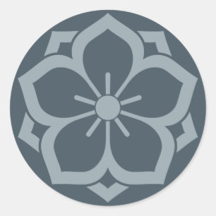 Chuinyaekikyo JapanKamon Cherry Blommar Blue Runt Klistermärke