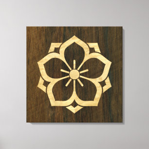 Chuinyaekikyo JapanKamon Cherry Blommar Wood Canvastryck