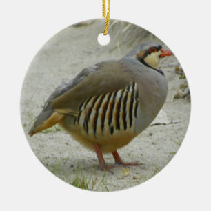 Chukar rapphöna julgransprydnad keramik