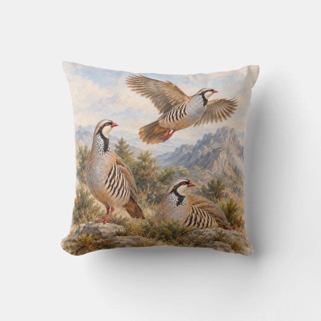 Chukar Rapphöna Konst Kudde (Framsida)