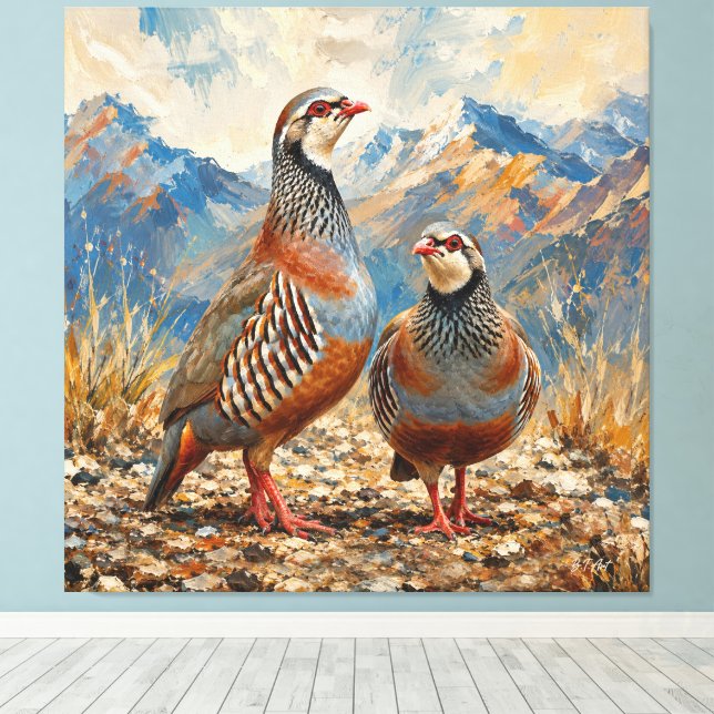 Chukar Rapphöns Par Konst  Canvastryck (Insitu (trägolv))