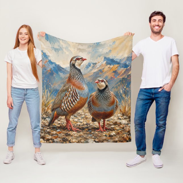 Chukar Rapphöns Par Konst  Fleecefilt (På plats)