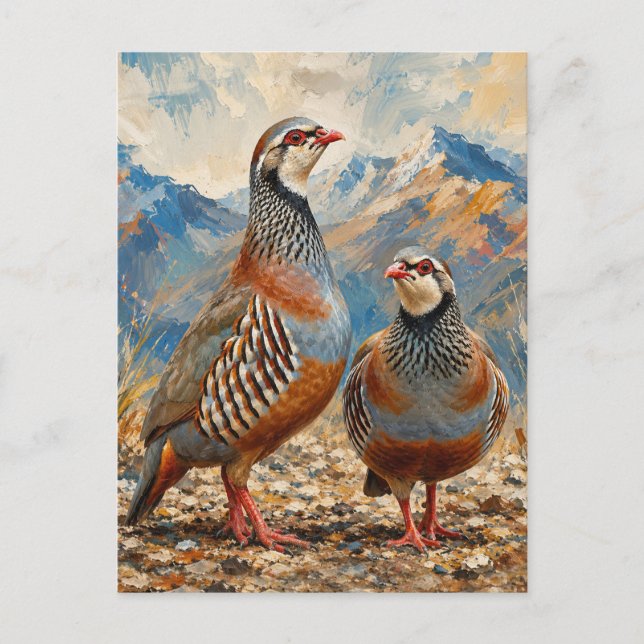 Chukar Rapphöns Par Konst  Helg Vykort (Framsida)