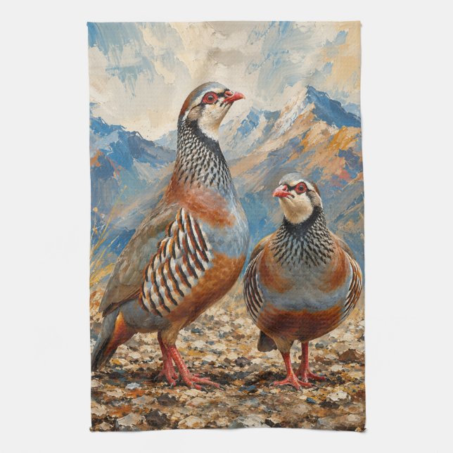 Chukar Rapphöns Par Konst  Kökshandduk (Vertikal)
