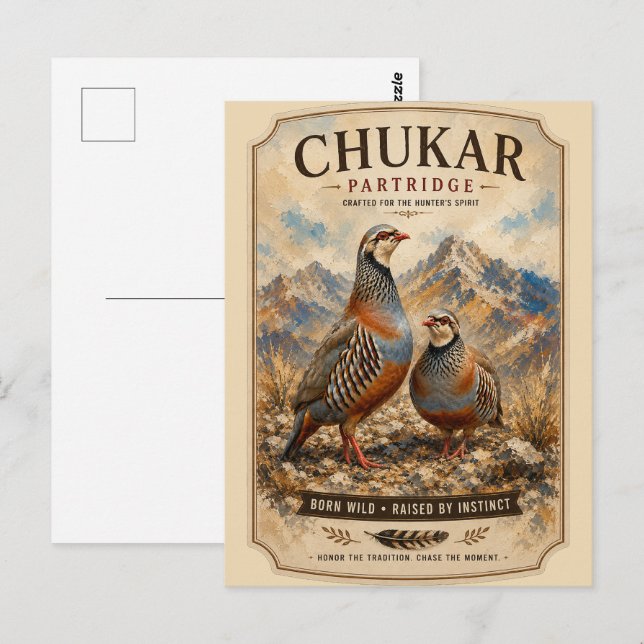 Chukar Rapphöns Par Konst  Vykort (Fram/baksida)