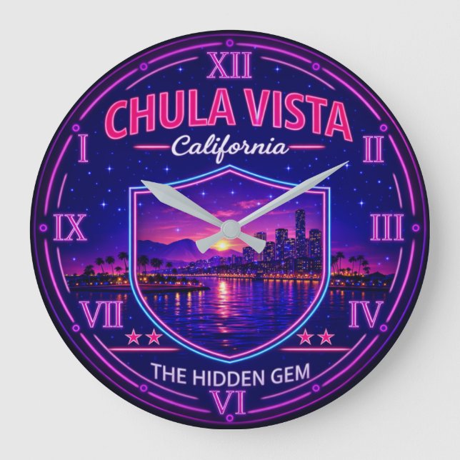 Chula Vista California Bayfront Neon Stor Klocka (Framsida)