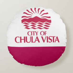Chula Vista (Kalifornien) City flagga Rund Kudde