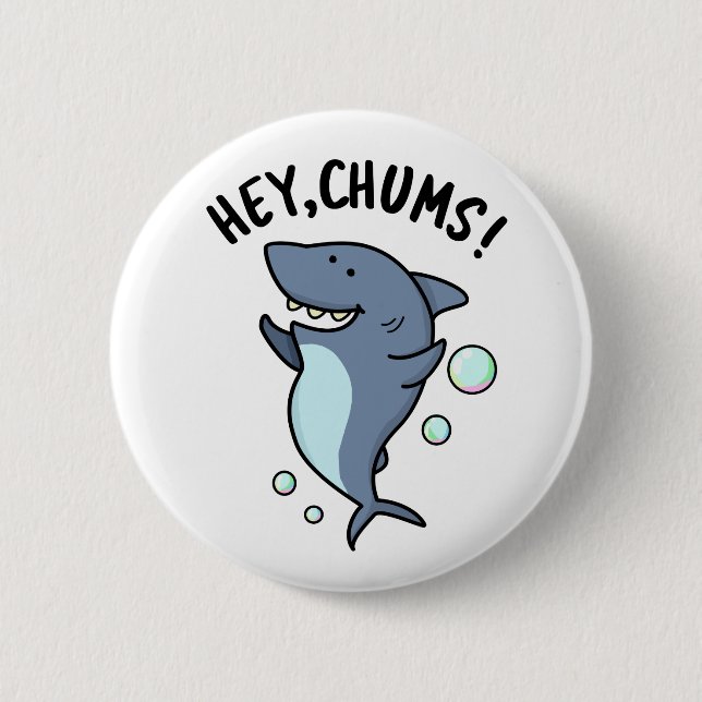 Chums Funny Toothy Shark Pun Knapp (Framsida)
