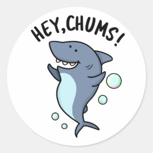 Chums Funny Toothy Shark Pun Runt Klistermärke