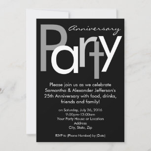Chunky Black/White Anniury Party-inbjudan Inbjudningar