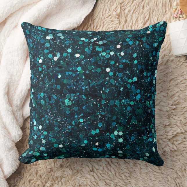 Chunky Blue Aqua Glitz Glitter jul Kudde (Filt)