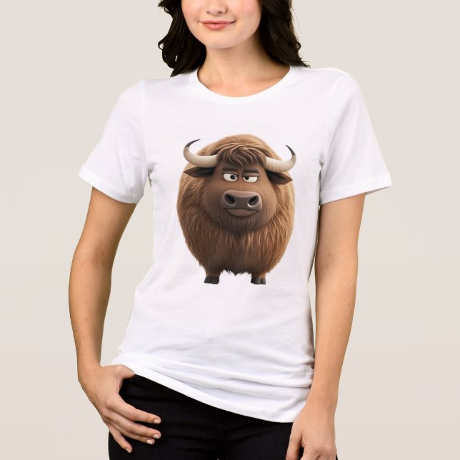 Chunky Cool Round Bull Tee | Cute Zodiac Ox Graphi (Framsida)