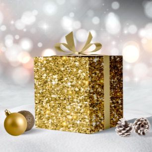 Chunky Glitter Mönster Mörk Gult Guld, ID144 Presentpapper
