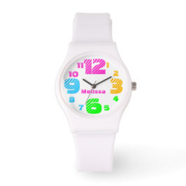 Chunky Neon Numbers Vita bevakning Armbandsur