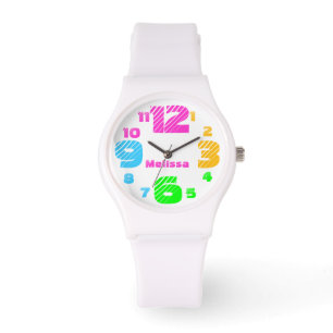 Chunky Neon Numbers Vita bevakning Armbandsur