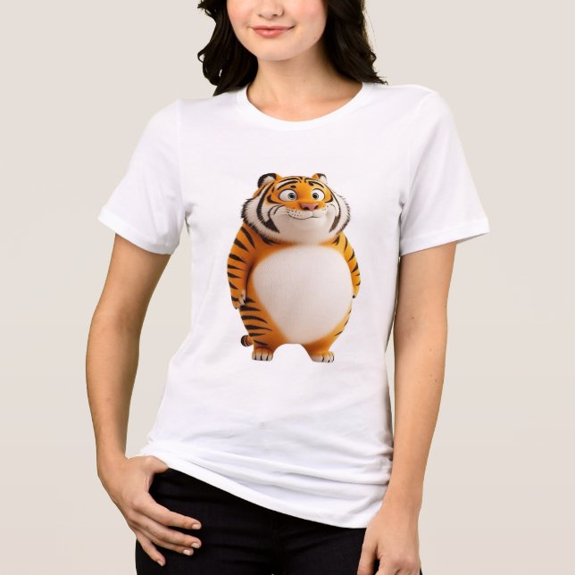 Chunky Orange Tiger Tee | Cute Round Zodiac Tiger  (Framsida)