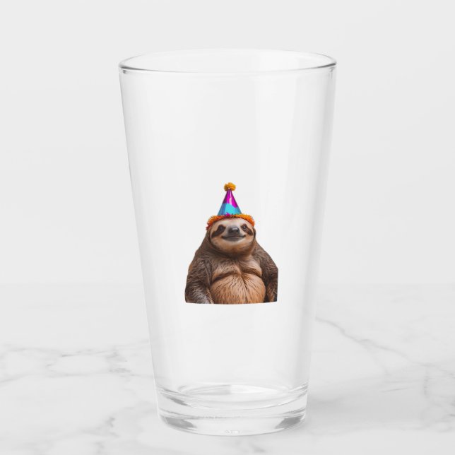 Chunky Sloth birthday party hat gift funny meme pr Glaskopp (Framsida)