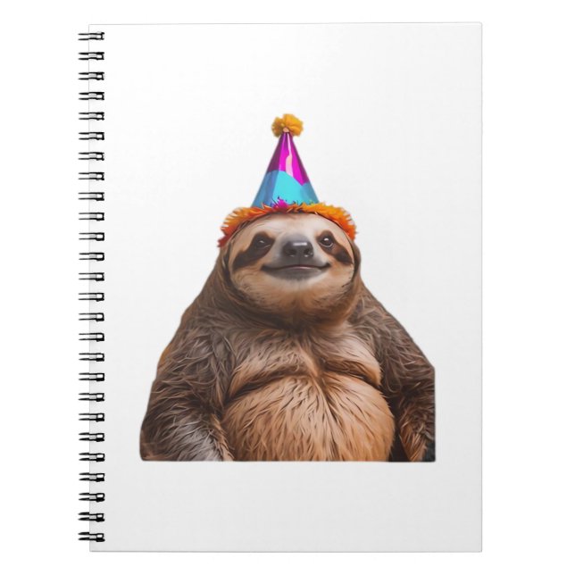 Chunky Sloth födelsedagsfest hatt present rolig me Anteckningsbok (Framsidan)
